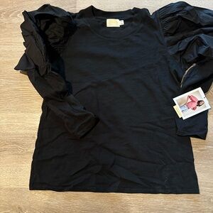 NWT Nation LTD Black Puff Sleeve Top
